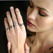 MIRANDA Cross Over Triple Band Stacked Silver Ring