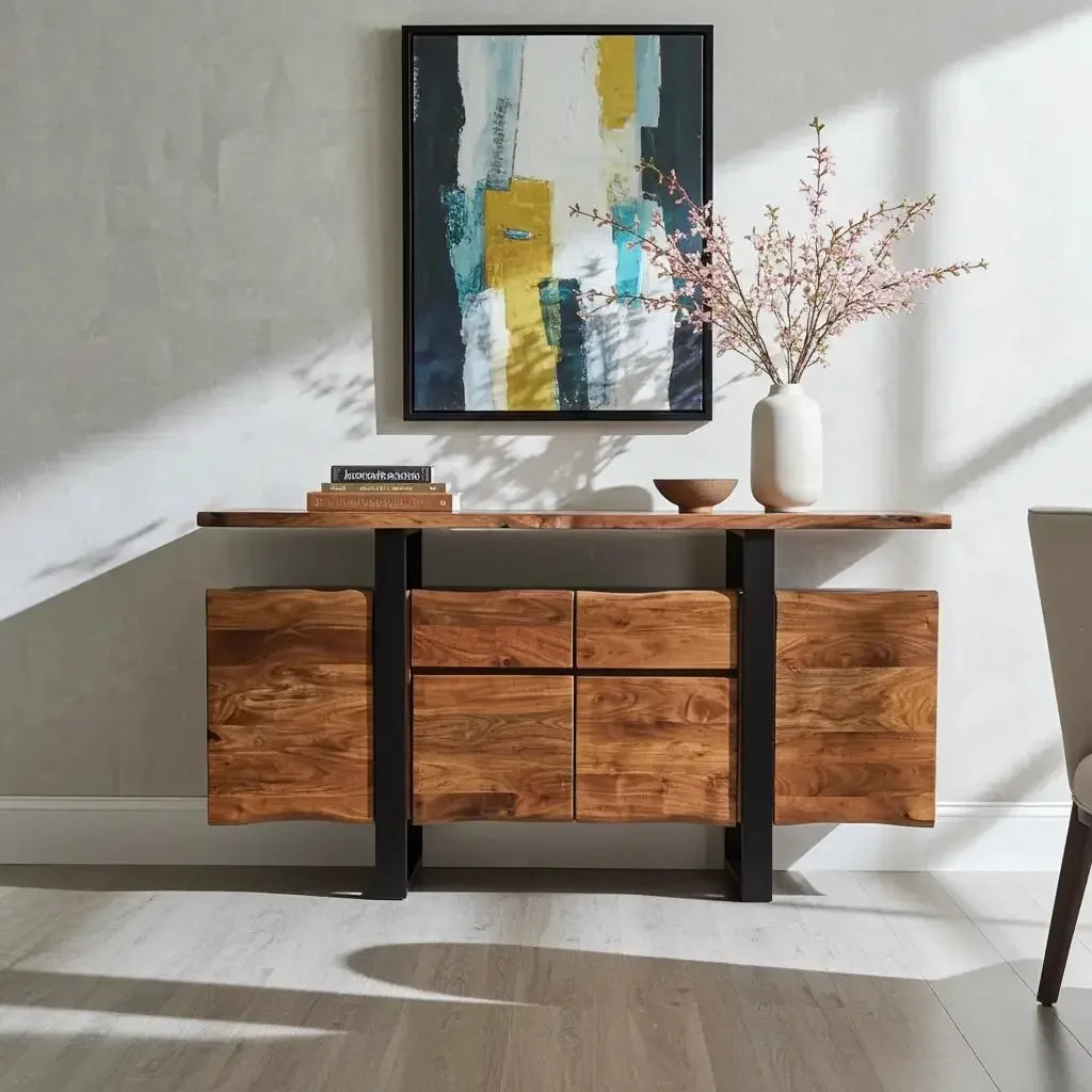 Live edge acacia wood sideboard