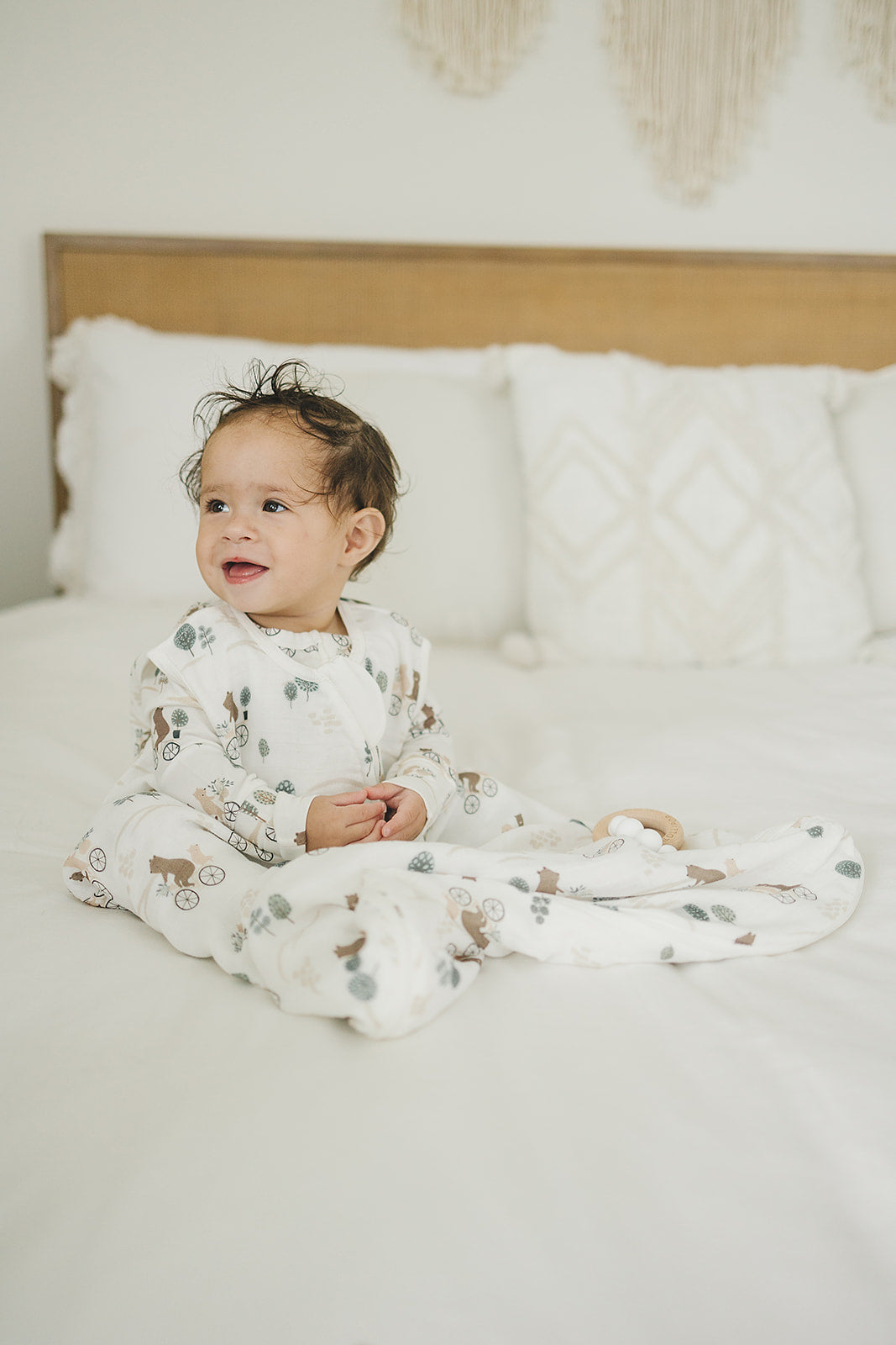 Baby Bamboo Muslin Sleep Bag 0.5 TOG - Bears on Bikes