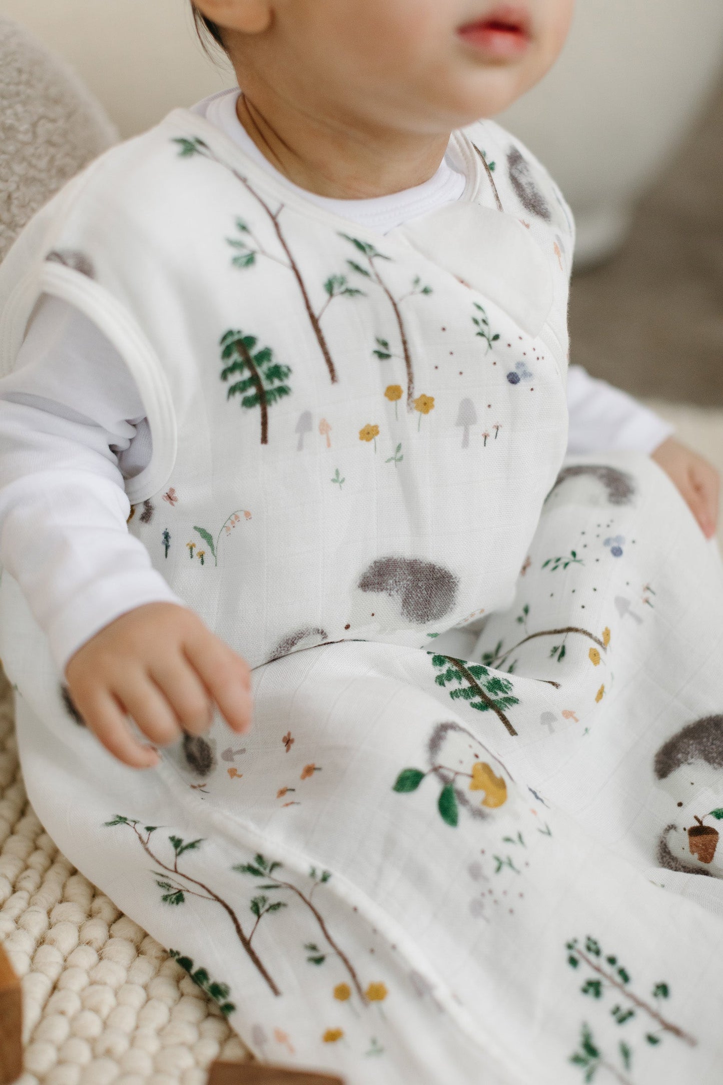 Baby Bamboo Muslin Sleep Bag 0.5 TOG - Hedgehogs