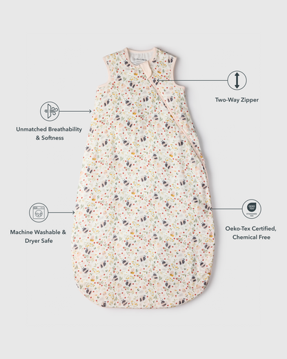 Baby Bamboo Muslin Sleep Bag 0.5 TOG - Bumble Bees