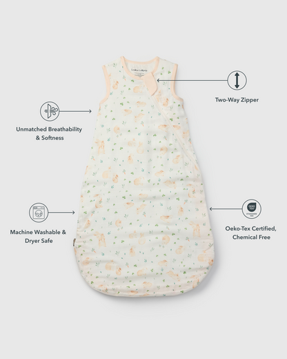 Baby Bamboo Muslin Sleep Bag 0.5 TOG - Bunny Meadow