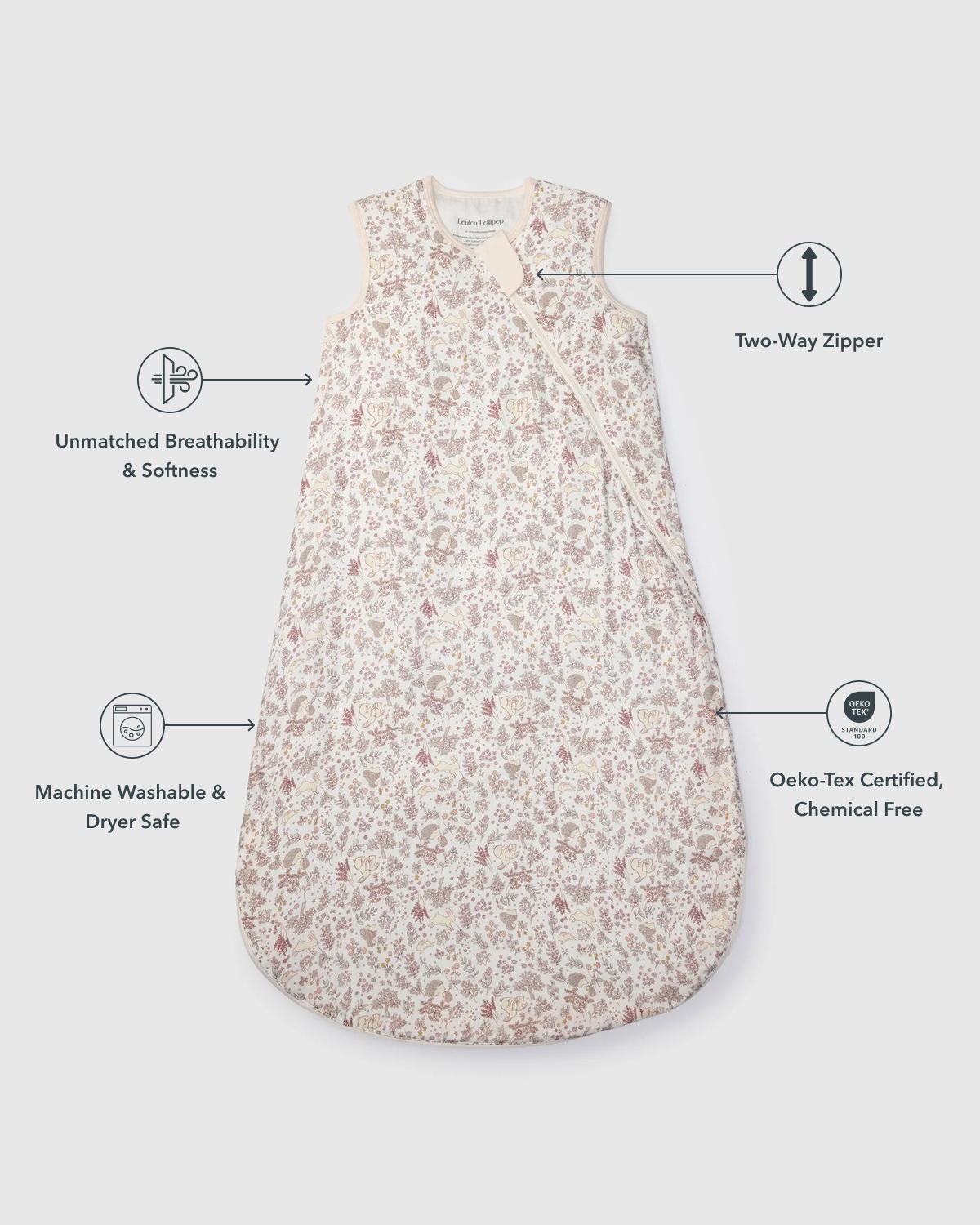 Baby Bamboo Muslin Sleep Bag 0.5 TOG - Hedgehog Forest
