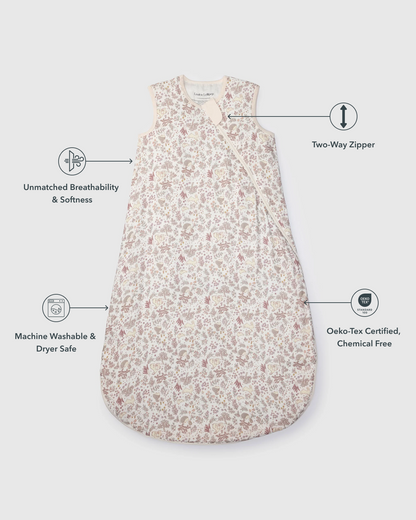 Baby Bamboo Muslin Sleep Bag 0.5 TOG - Hedgehog Forest