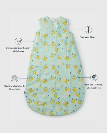 Baby Bamboo Muslin Sleep Bag 0.5 TOG - Lemon Squeezy