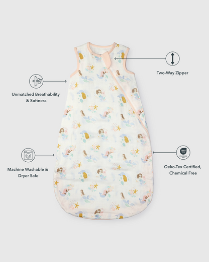 Baby Bamboo Muslin Sleep Bag 0.5 TOG - Mermaids