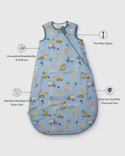 Baby Bamboo Muslin Sleep Bag 0.5 TOG - Tiny Engineers