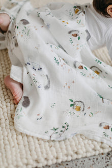 Baby Muslin Swaddle in Tanboocel® Bamboo Viscose - Hedgehogs