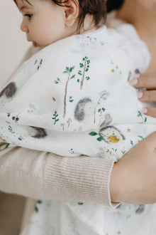 Baby Muslin Swaddle in Tanboocel® Bamboo Viscose - Hedgehogs