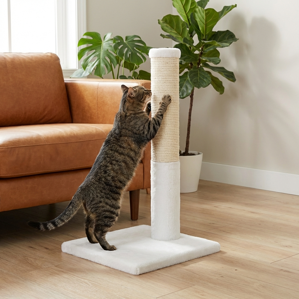 Noba Classic Arbre à chat 71 cm - Fausse fourrure blanche