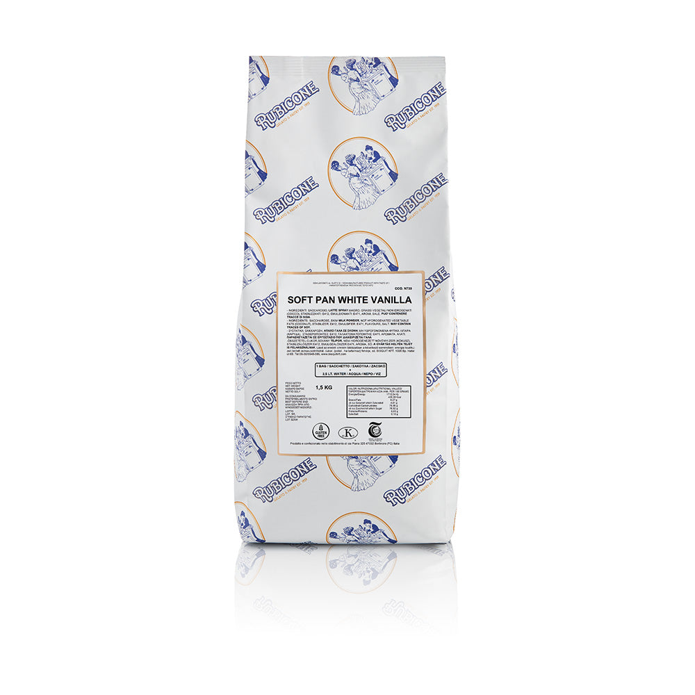 Soft Pan White Vanilla Soft Serve Mix - 1.5 KG Bag or Case of 8 x 1.5 KG bags - Rubicone Canada - Ships Free Within Canada on Orders Above CAD $199