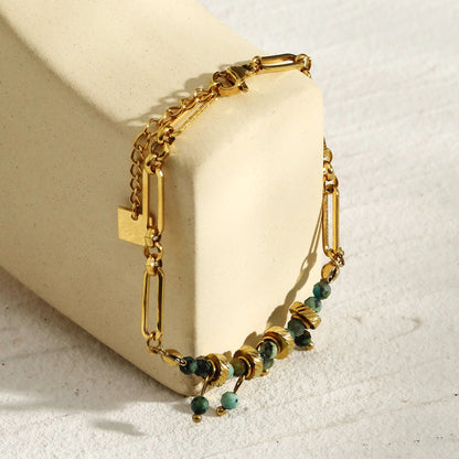 NANTES: Bracelet Chaîne & PIERRES Naturelles TURQUOISE AFRICAINE