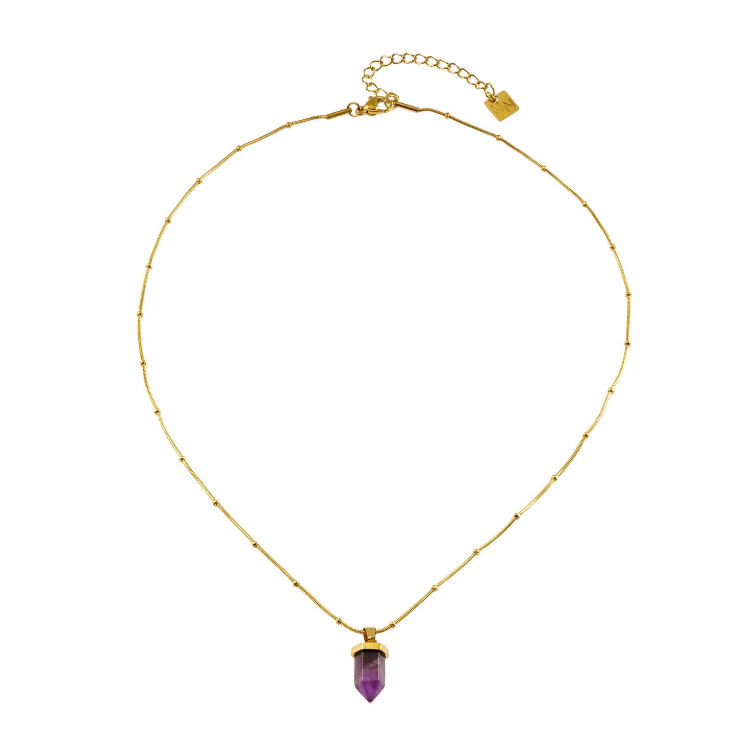 NAZINGA : Pendentif en agate dentelle fixé sur un collier chaîne texturé peau de serpent perlée