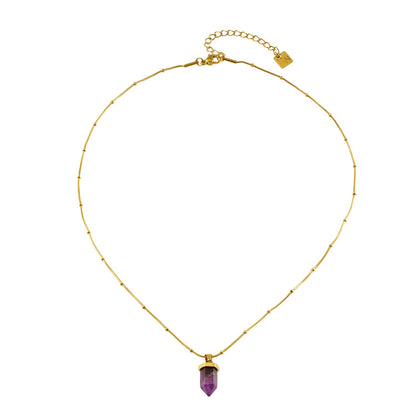 NAZINGA : Pendentif en agate dentelle fixé sur un collier chaîne texturé peau de serpent perlée