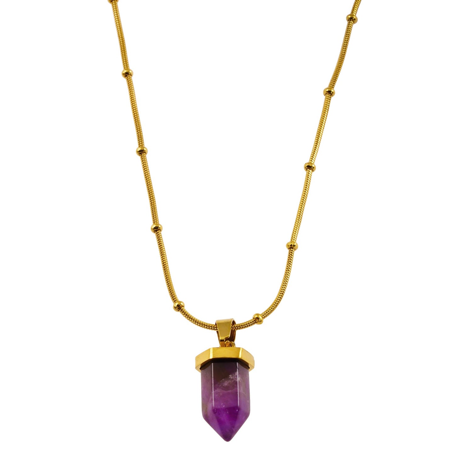 NAZINGA : Pendentif en agate dentelle fixé sur un collier chaîne texturé peau de serpent perlée