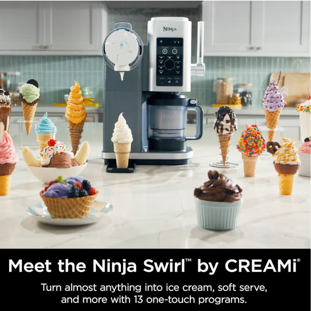 NINJA NC701 Swirl by CREAMi Soft Serve & Ice Cream Machine - Factory serviced with Home Essentials warranty