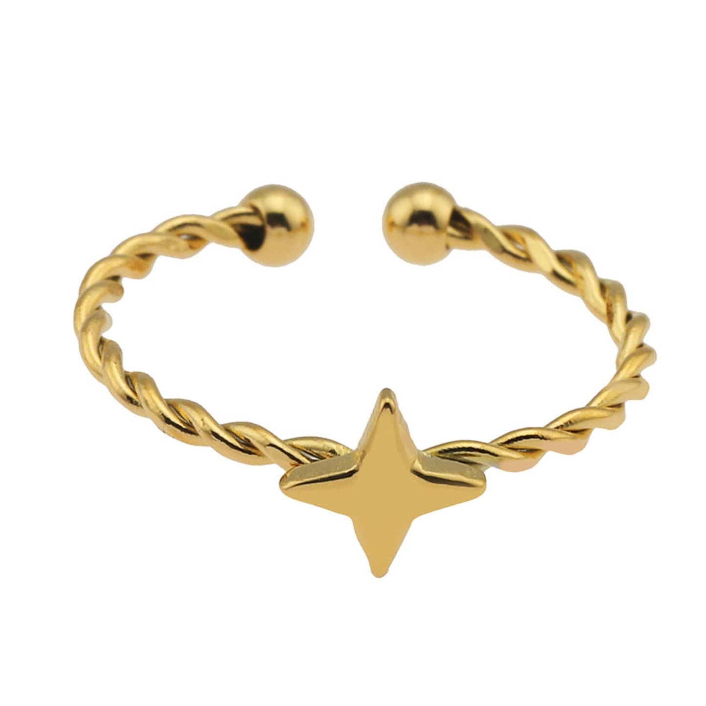 NICOLE Gold : Bague texturée avec étoile à quatre branches en son centre