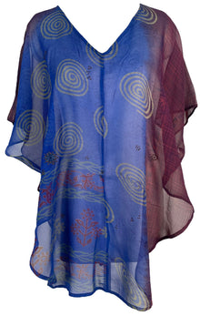 PRG6507 Haut fluide en pure soie motif Avatar