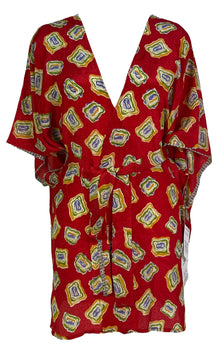 PRC6924 Veste à manches kimono en pure soie avec ceinture