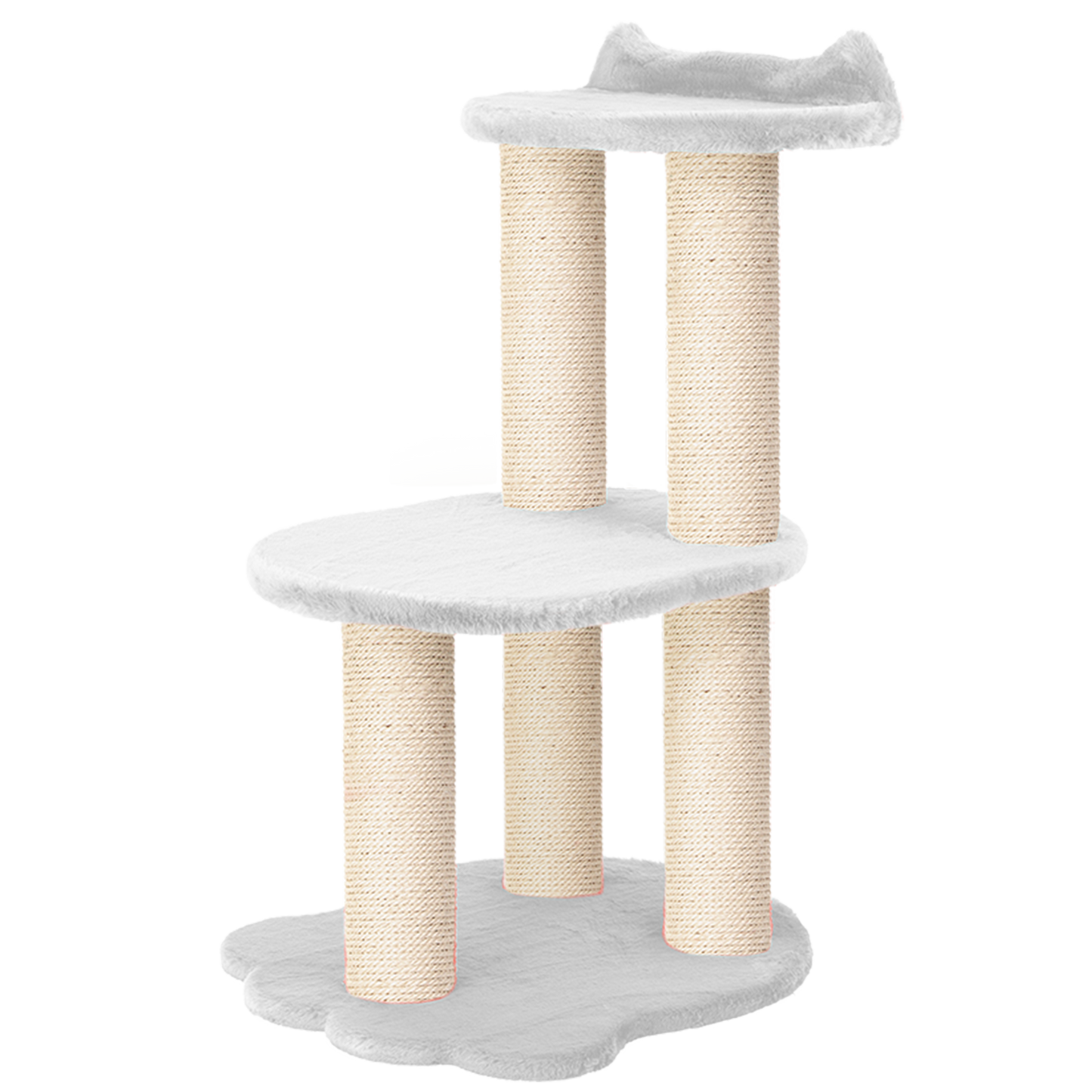 Détente – Arbre à chat à 2 niveaux – Fourrure synthétique blanche