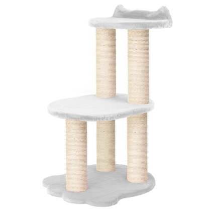 Détente – Arbre à chat à 2 niveaux – Fourrure synthétique blanche