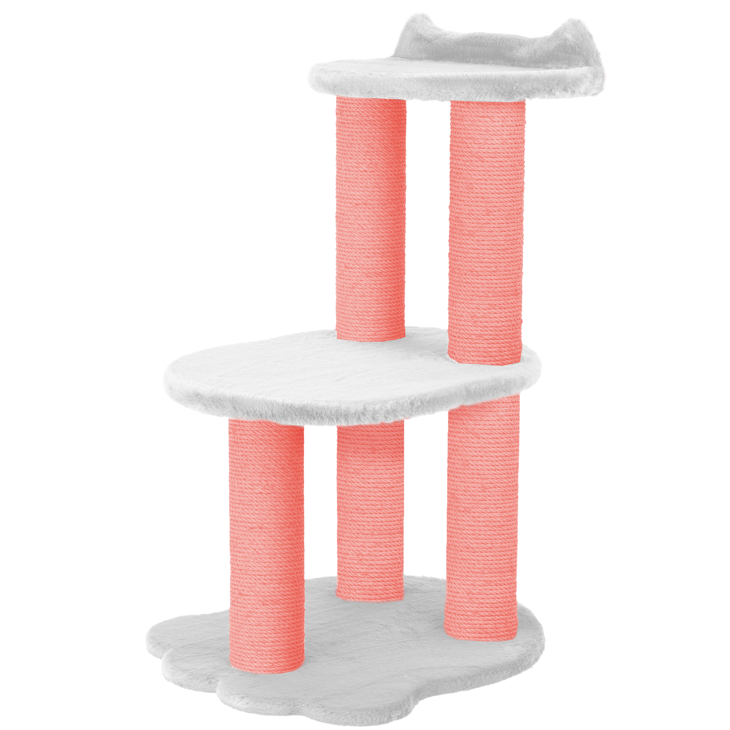 Détente – Arbre à chat à 2 niveaux – Fourrure synthétique blanche