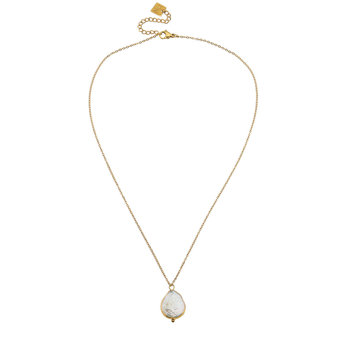 NOEMI: Collier chaîne avec pendentif perle d'eau douce sertie