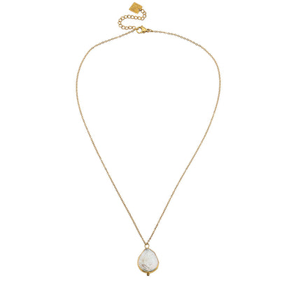 NOEMI: Collier chaîne avec pendentif perle d'eau douce sertie