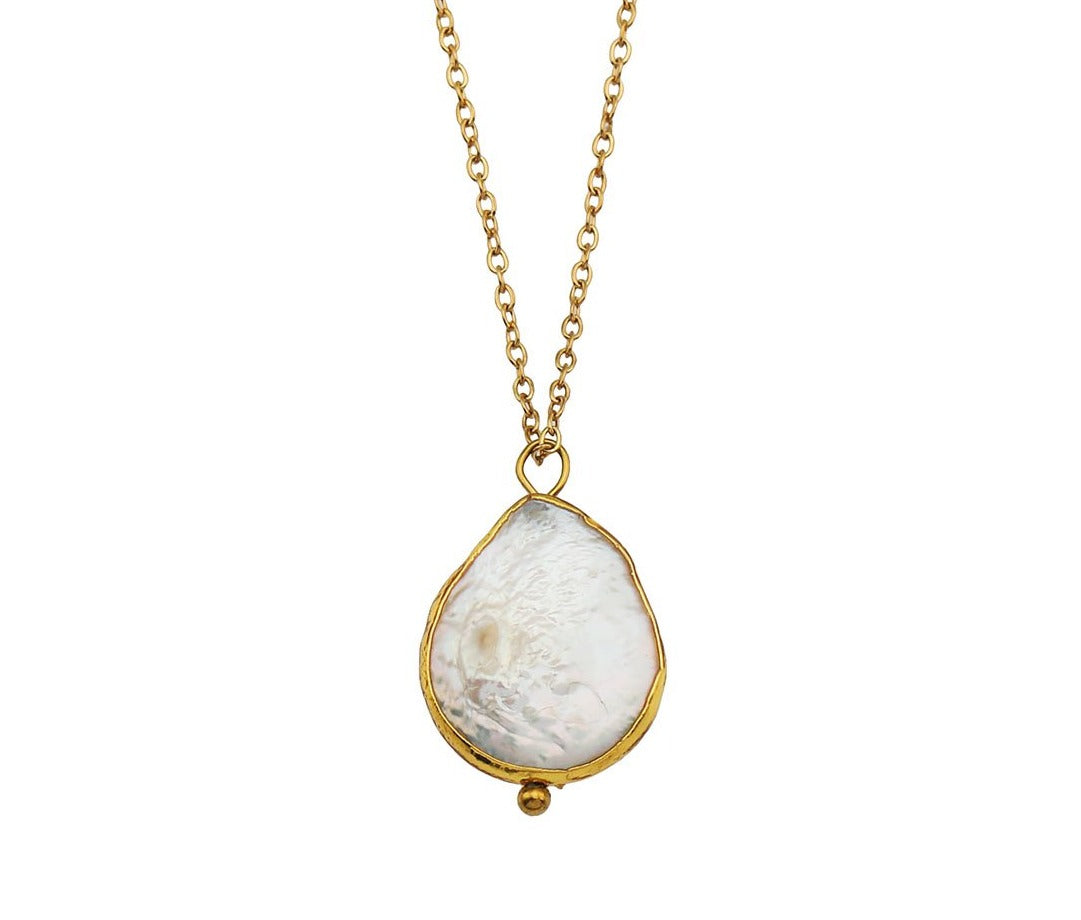 NOEMI: Collier chaîne avec pendentif perle d'eau douce sertie