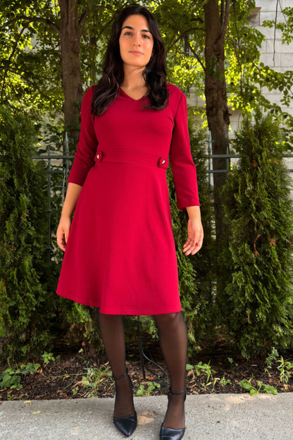 Robe évasée Nathalie à boutons dorés
