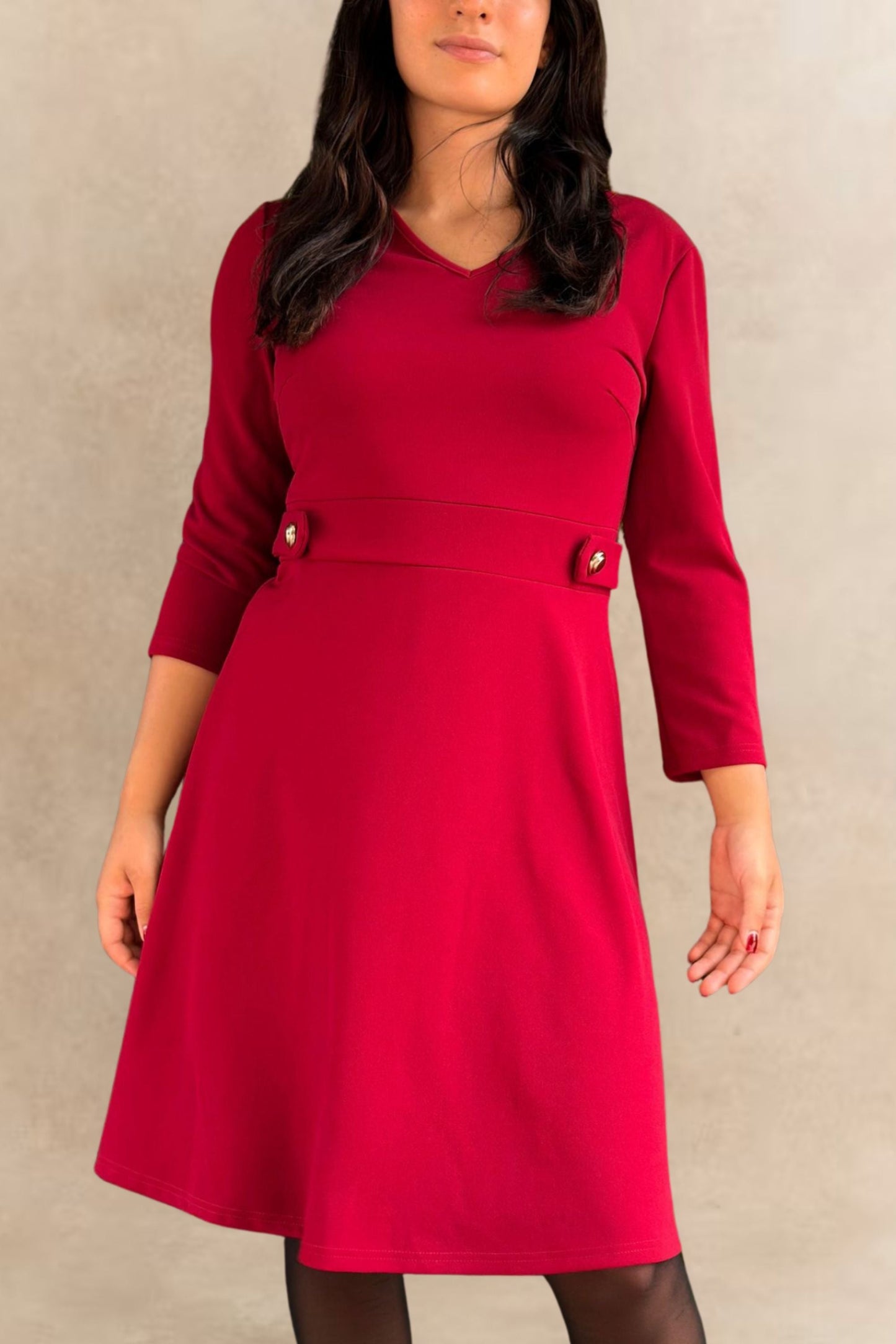 Robe évasée Nathalie à boutons dorés