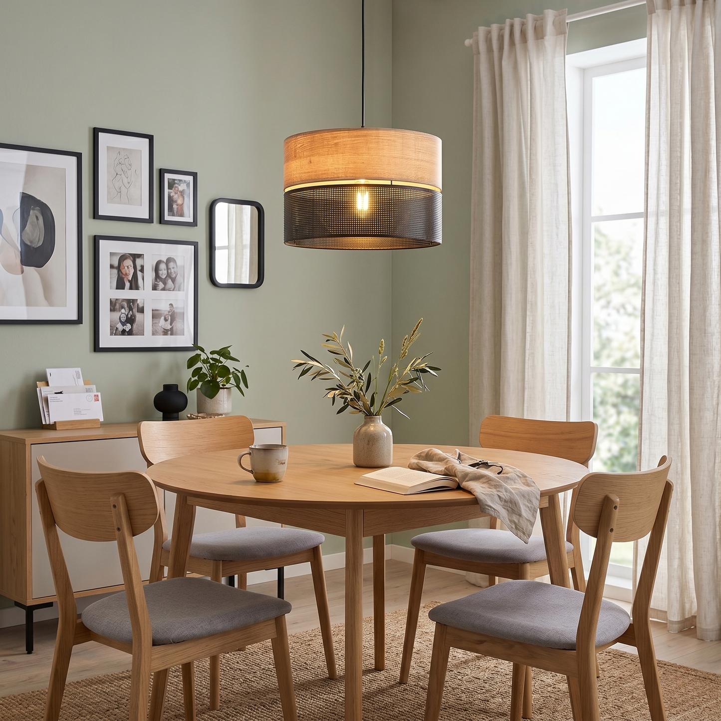 Suspension tambour scandinave Nicol pour salle à manger et chambre à coucher
