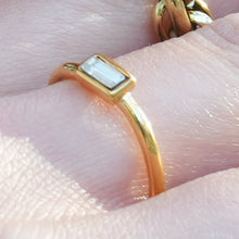 NILDA: Classic Band Ring with an Elegant Rectangle Zirconia Centrepiece