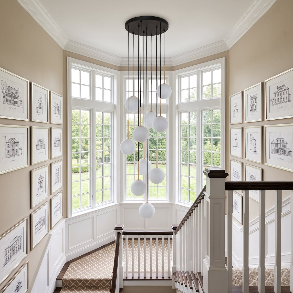 Suspension scandinave NILOS pour entrée, couloir, cage d'escalier et salon (10 lumières)