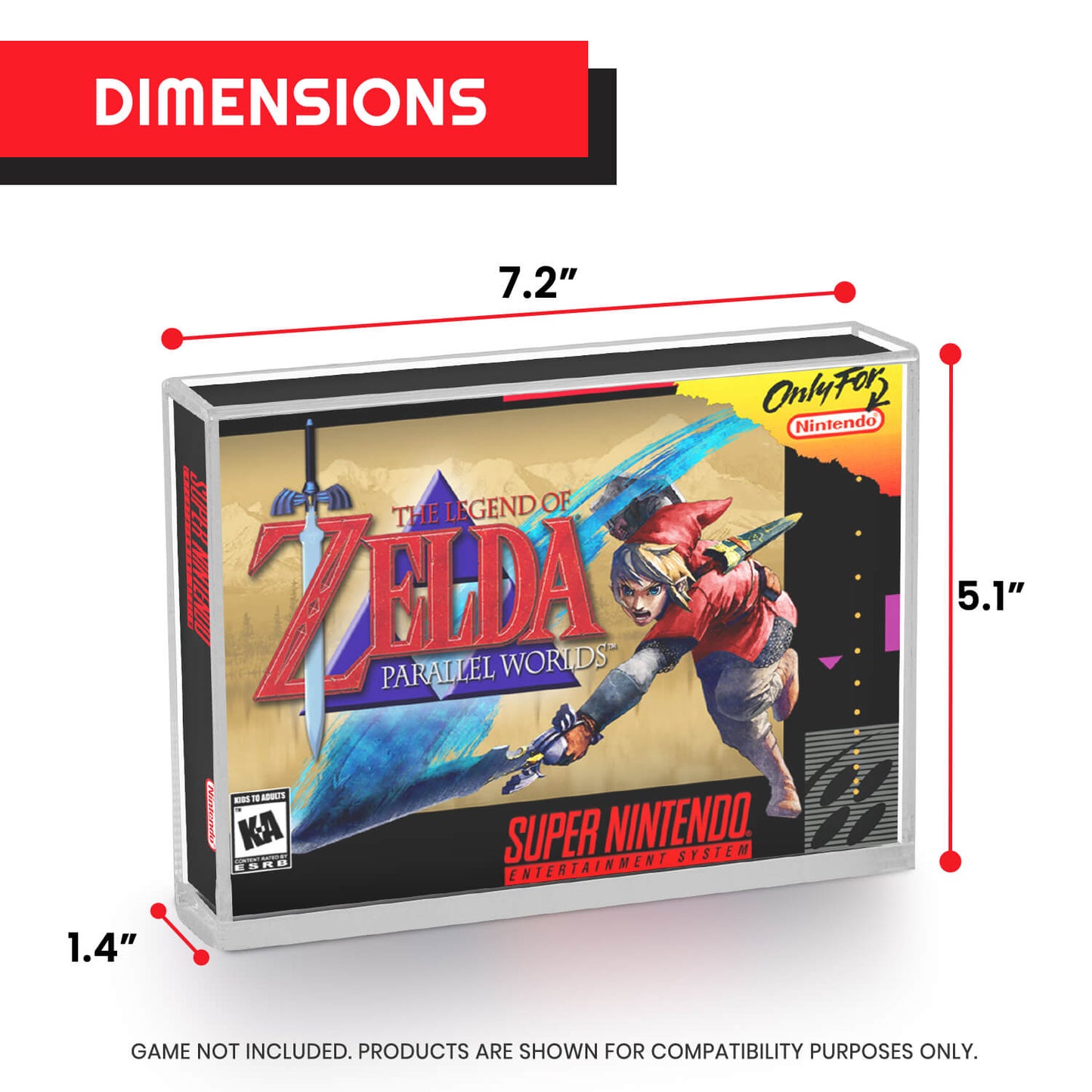 EVORETRO Protection d'affichage en acrylique pour jeux SNES et boîtes de jeux N64 - Lot de 2