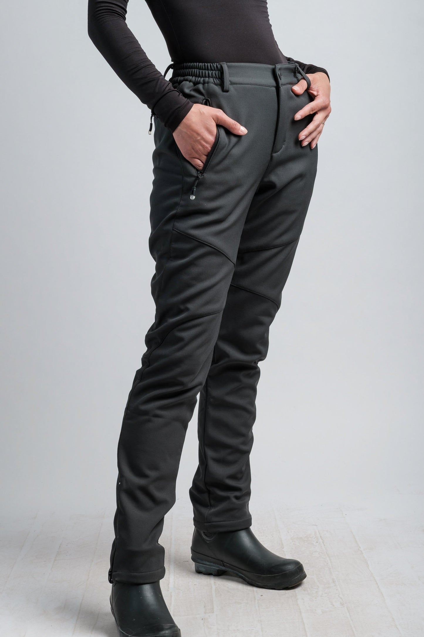Pantalon d'aventure femme gris taille haute résistant à l'eau V2