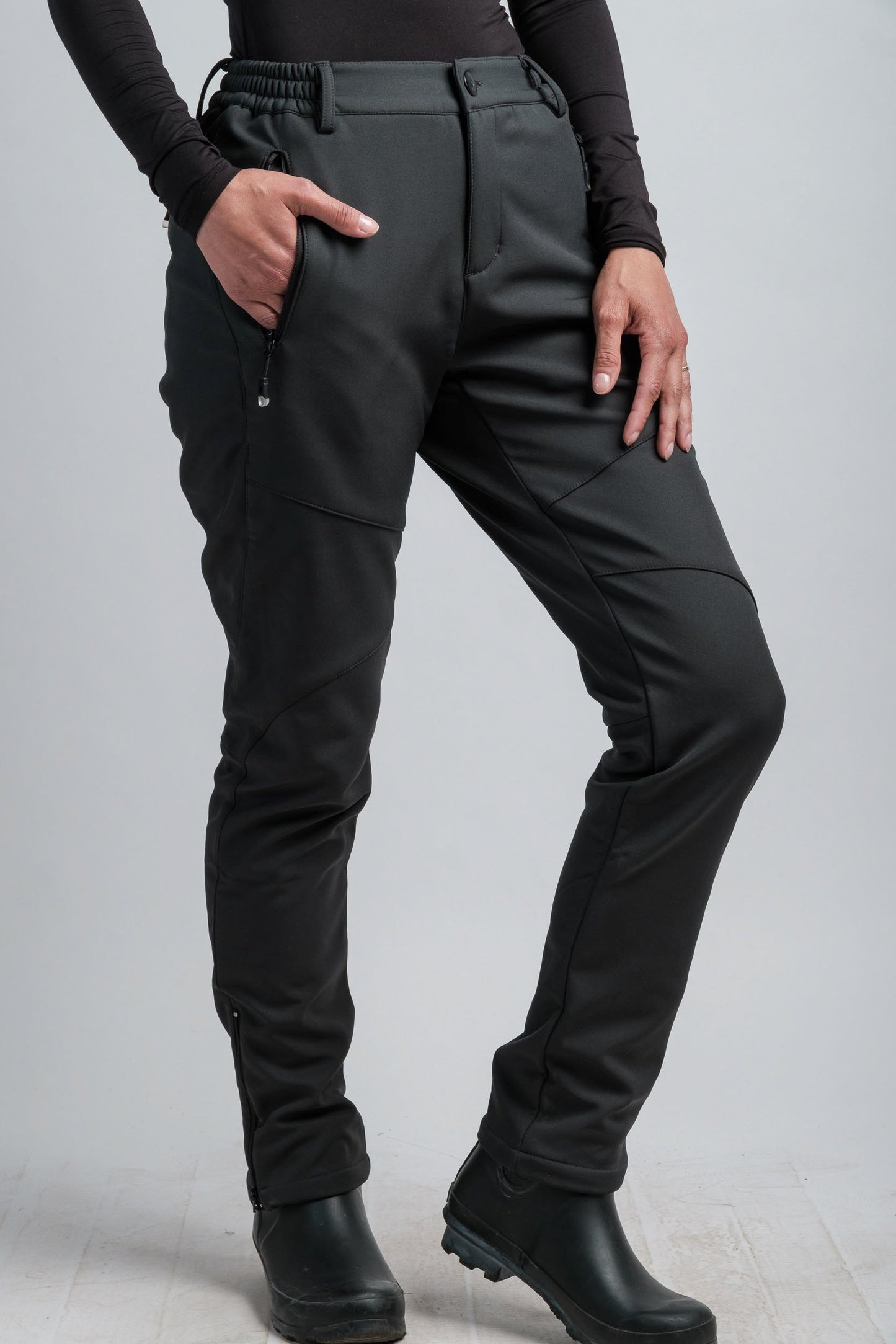 Pantalon d'aventure femme gris taille haute résistant à l'eau V2
