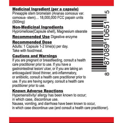 Nutridom BROMELAIN (Digestive Enzyme), 500mg x 60 VCaps