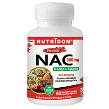 Nutridom NAC (N-acétyl-L-cystéine), 600 mg, 60 capsules végétales