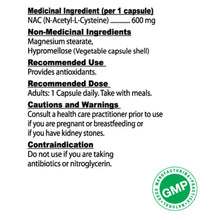 Nutridom NAC (N-acétyl-L-cystéine), 600 mg, 60 capsules végétales