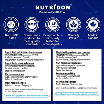 Nutridom PS 150 (Phosphatidylserine), 150mg x 60 VCaps