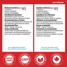 Nutridom  L-GLUTATHION 500 mg, 60 capsules végétales