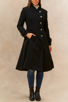 Manteau Évasé Rétro Harper Boutons Latéraux Élégant