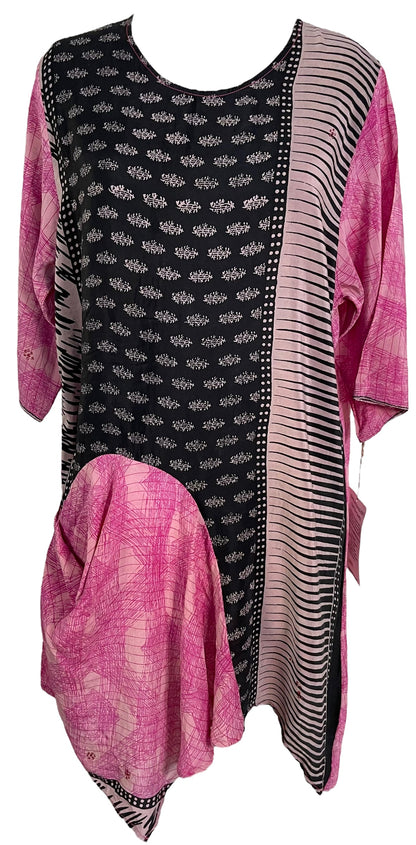PRC6051 Robe Tunique en Soie Pure avec Poches Intégrées Avatar