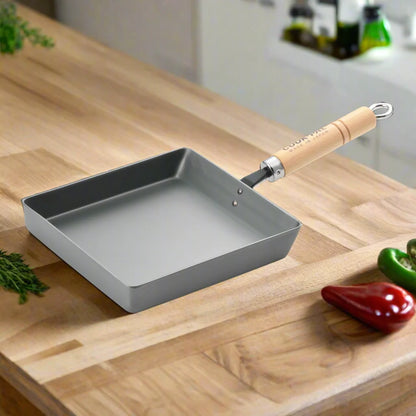 Yoshikawa Cook-Pal Ren Large Nitrided Carbon Steel Rolled Egg/Omelet Pan (Tamagoyaki)