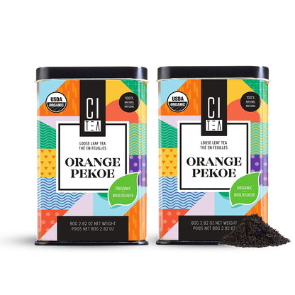 Lot de deux thés noirs Orange Pekoe biologiques en vrac