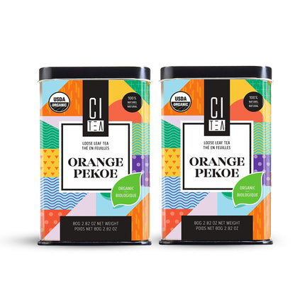 Lot de deux thés noirs Orange Pekoe biologiques en vrac