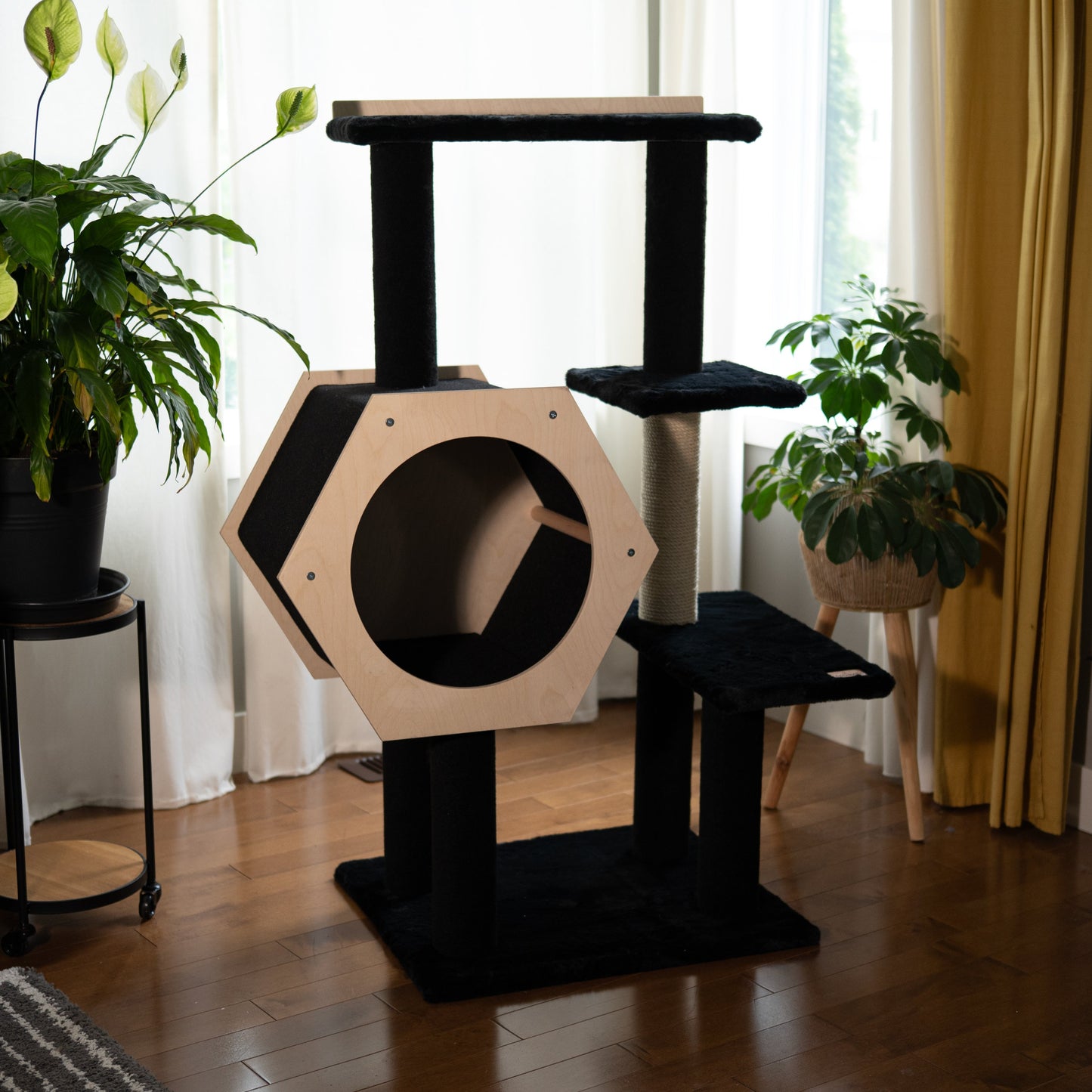 Arbre à Chat Hexagon House à 4 Niveaux