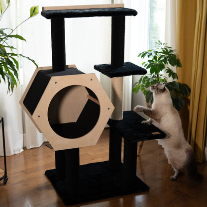 Arbre à Chat Hexagon House à 4 Niveaux