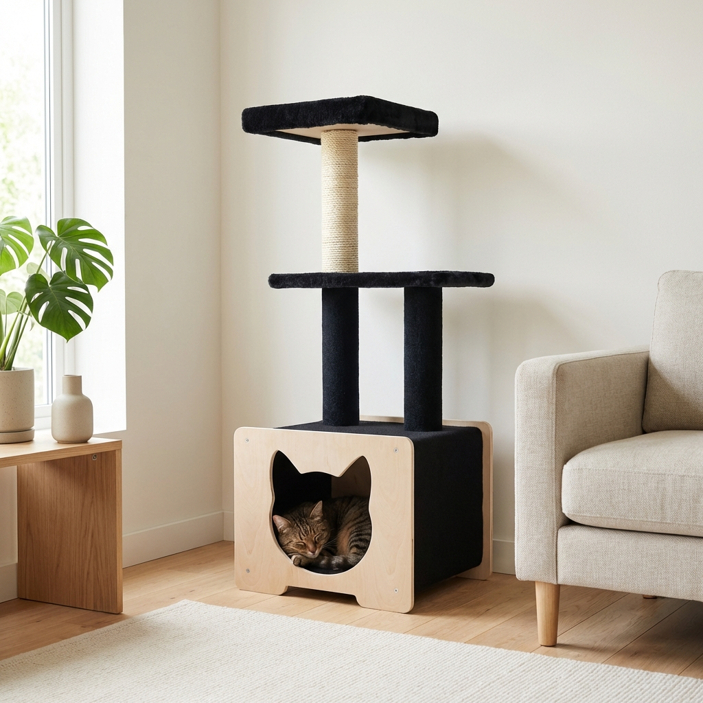 Niche Refuge - Arbre à chat de luxe à 3 niveaux